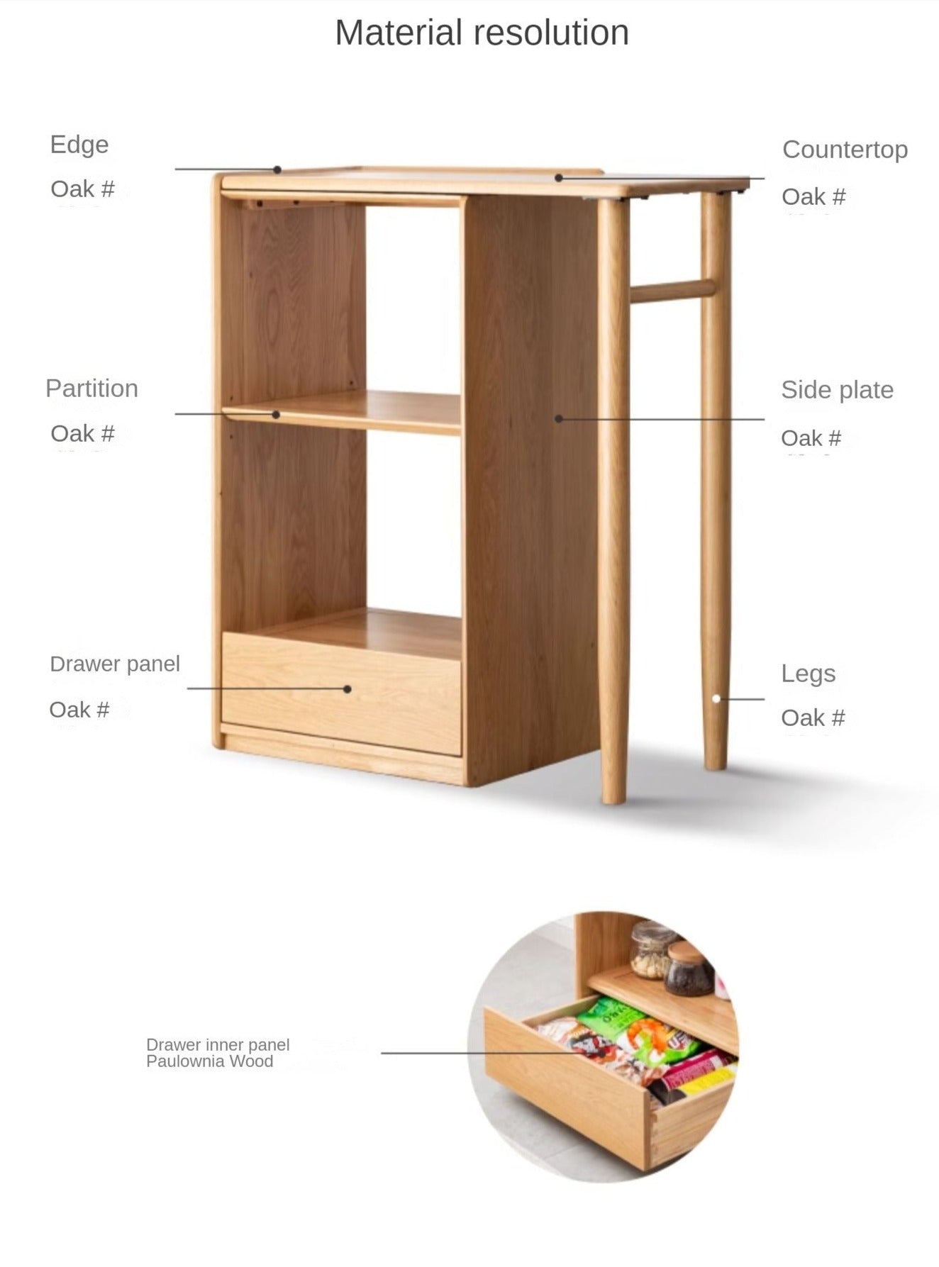 Oak solid wood Folding bar integrated telescopic storage rack,