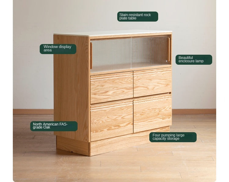 Oak Solid Wood Partition Multi functional Storage Cabinet ,