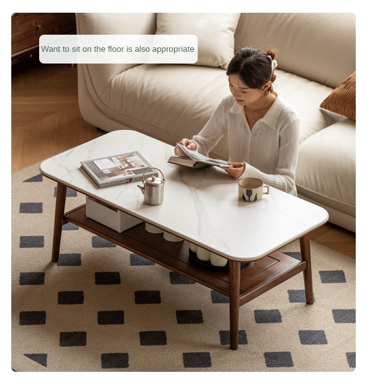 Oak Solid Wood Slate Coffee Table