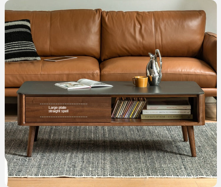 Black Walnut solid wood Black Slate Coffee Table