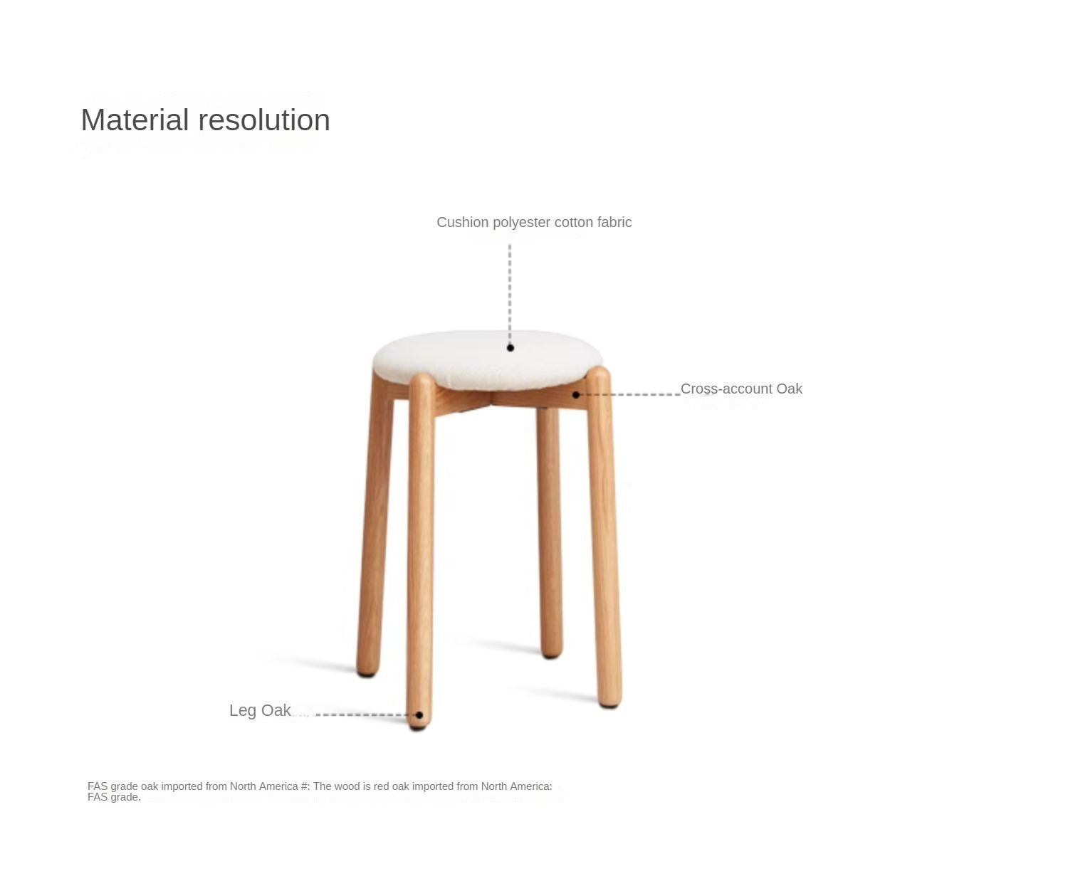 Oak, Beech solid wood Makeup stool