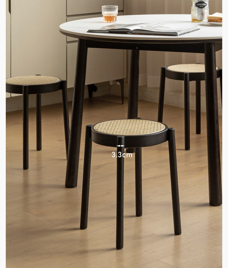 Smoky field stacking round stool oak solid wood: