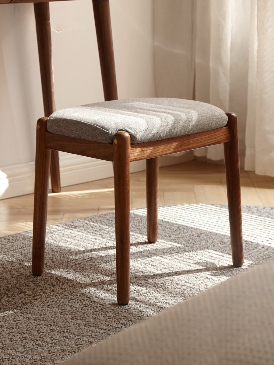 Black Walnut Solid Wood Square Makeup Stool "