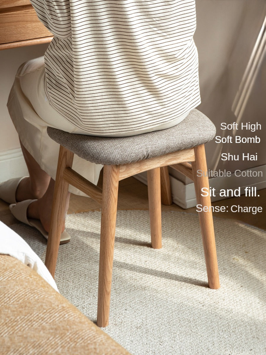 Oak Solid Wood Softpack Makeup Stool