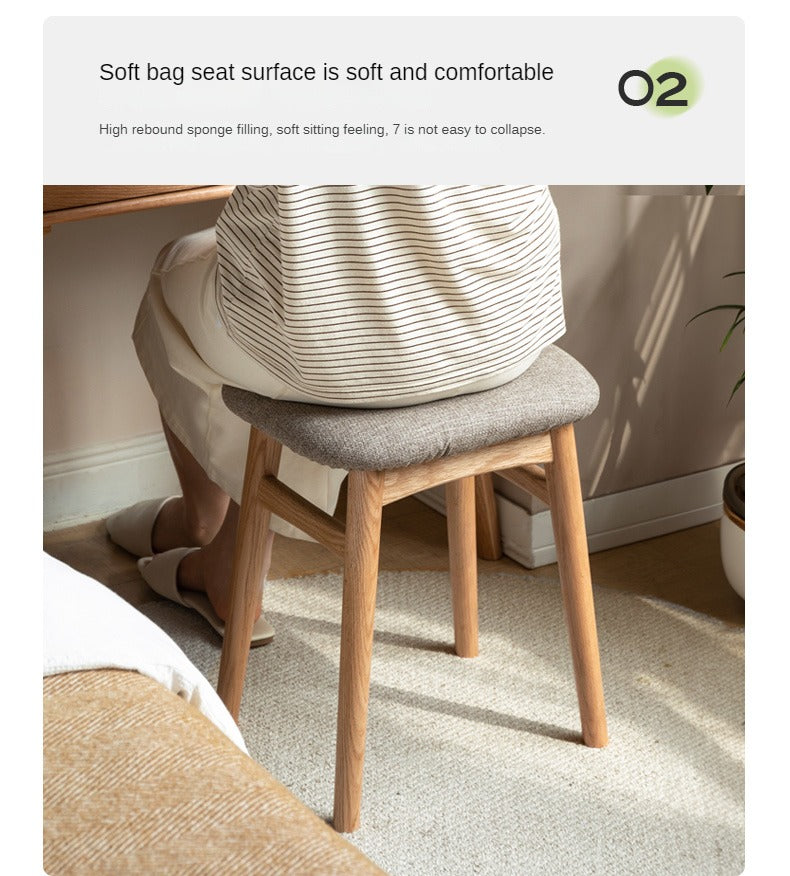 Oak Solid Wood Softpack Makeup Stool