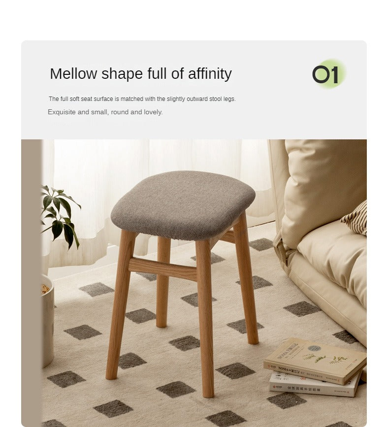 Oak Solid Wood Softpack Makeup Stool