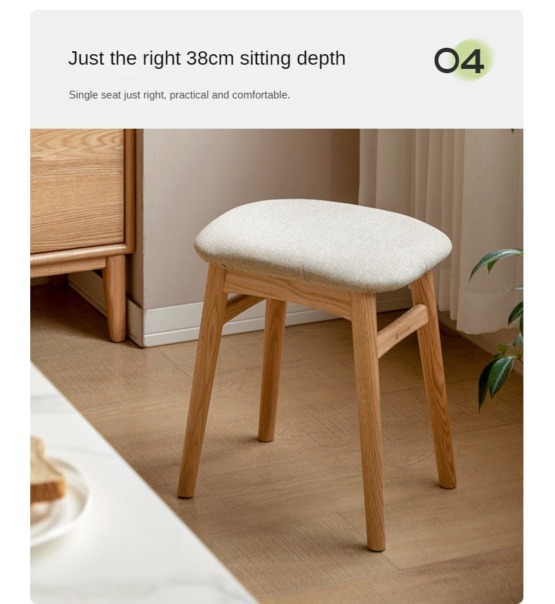 Oak Solid Wood Softpack Makeup Stool