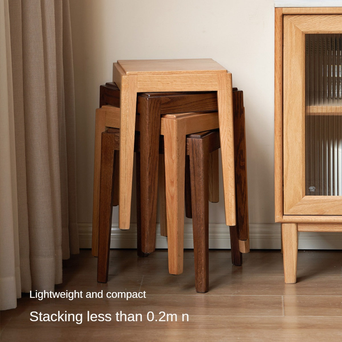 2pcs - Solid Wood Foldable Nordic Square  Stool: