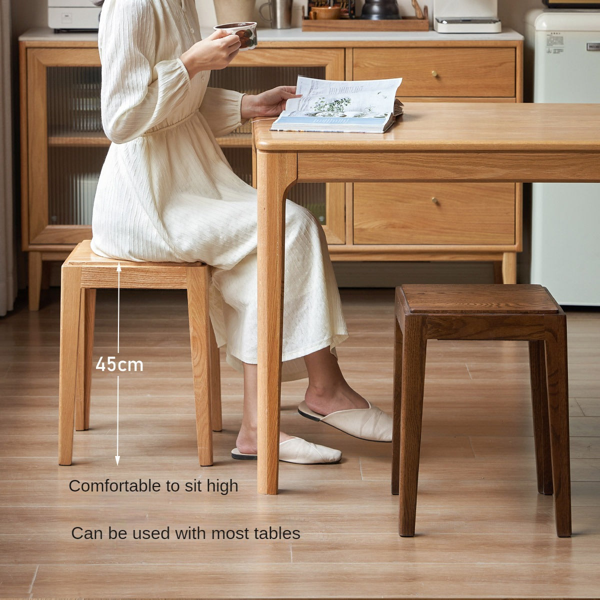 2pcs - Solid Wood Foldable Nordic Square  Stool: