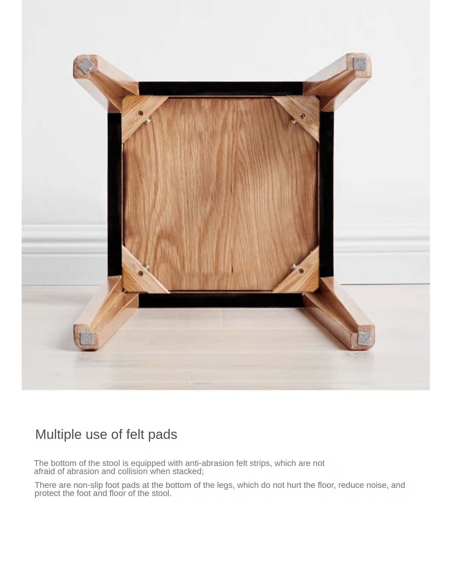 2pcs - Solid Wood Foldable Nordic Square  Stool: