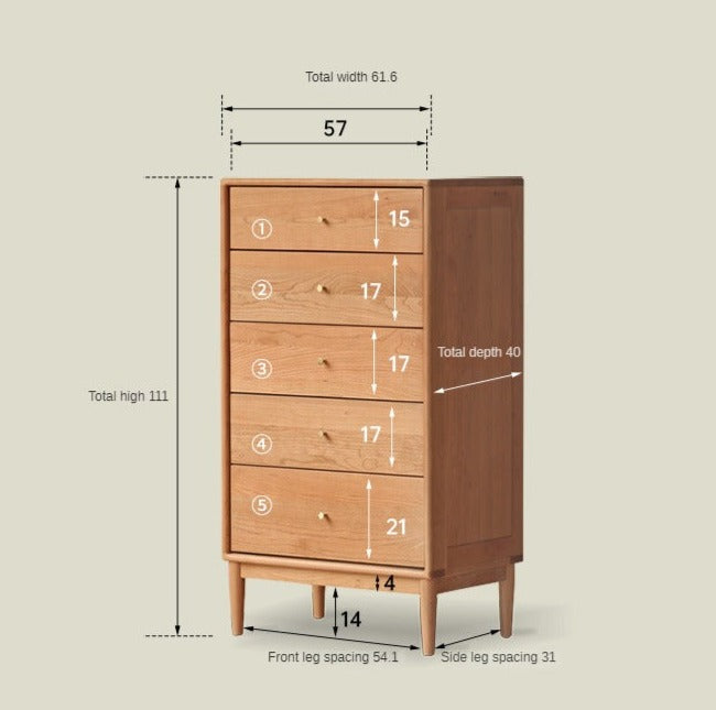 Cherry Wood Chest of Drawers: