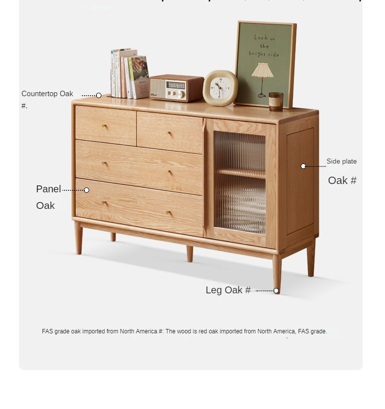 Oak Solid Wood Storage Cabinet with Doors