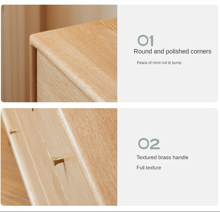 Oak Solid Wood Storage Cabinet with Doors