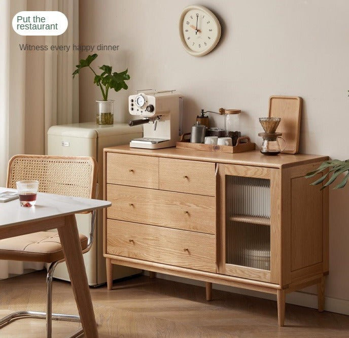 Oak Solid Wood Storage Cabinet with Doors