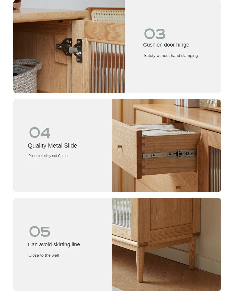 Oak Solid Wood Storage Cabinet with Doors