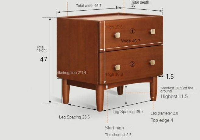 Poplar Solid Wood Retro Style Nightstand