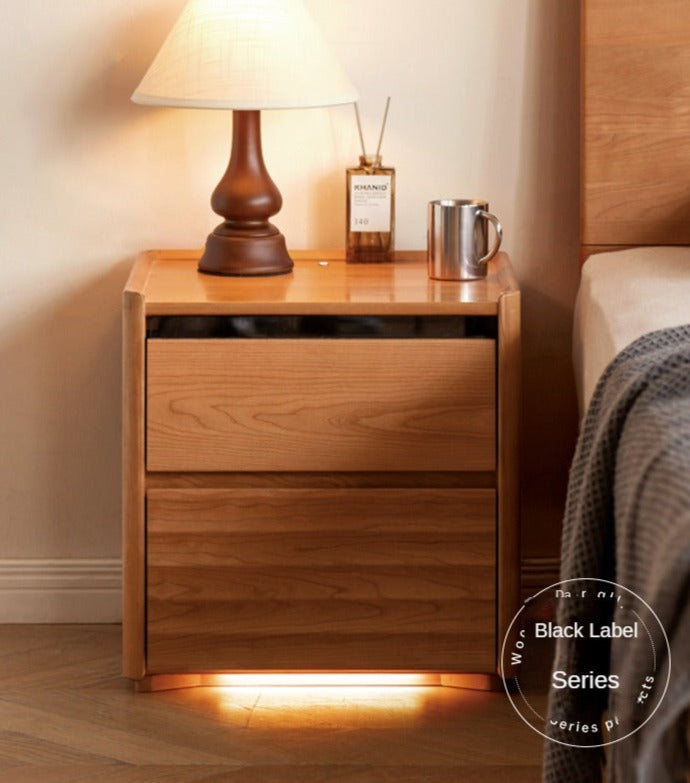 Cherry Wood Nightstand Lighted