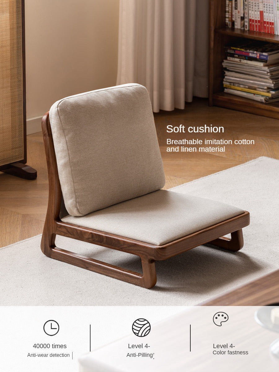 Black Walnut Solid Wood Tatami Tea Chair Low Back: