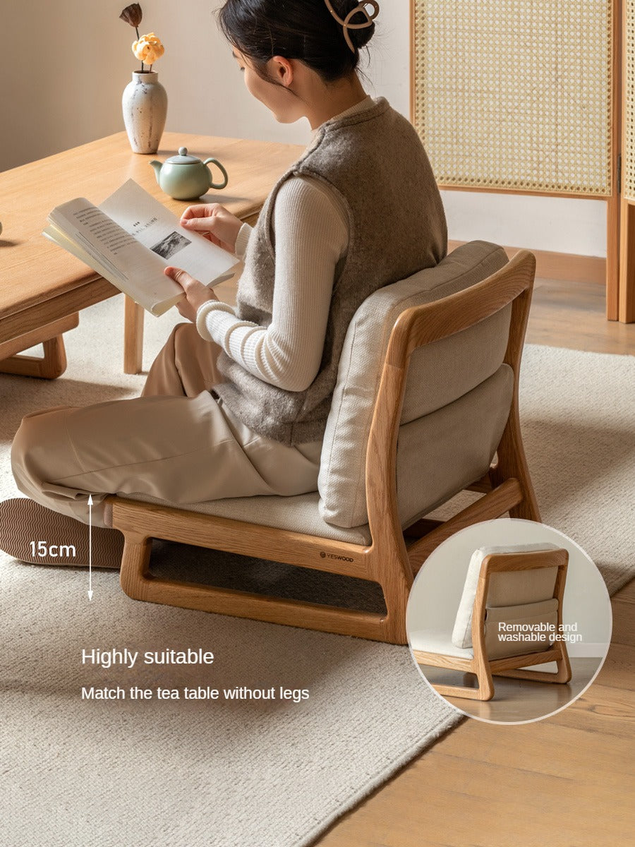 Oak Solid Wood Tatami Tea Chair Low Back: