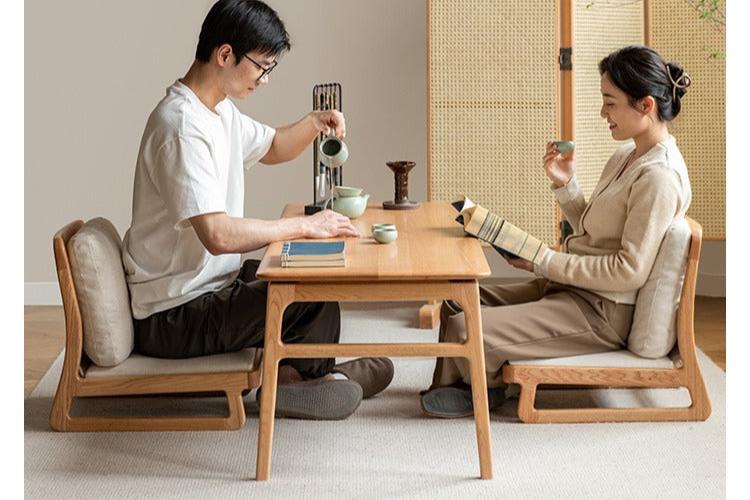 Oak Solid Wood Tatami Tea Chair Low Back: