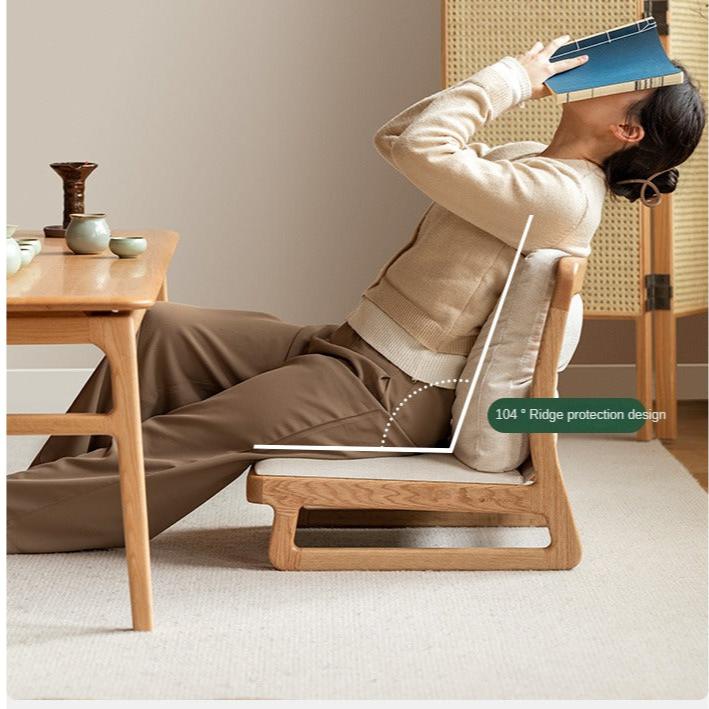 Oak Solid Wood Tatami Tea Chair Low Back: