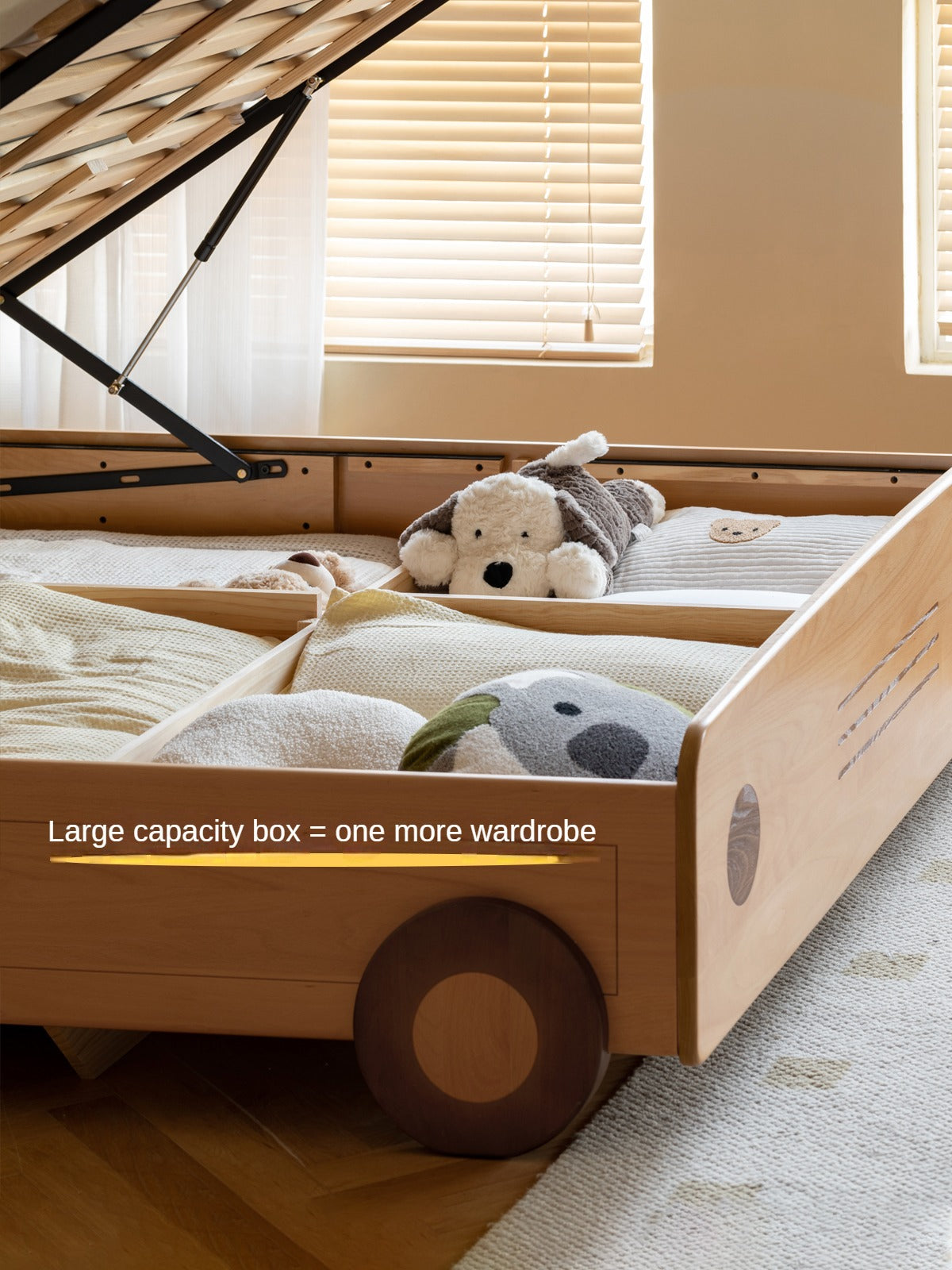 Beech Solid Wood Car Children's Box Bed<