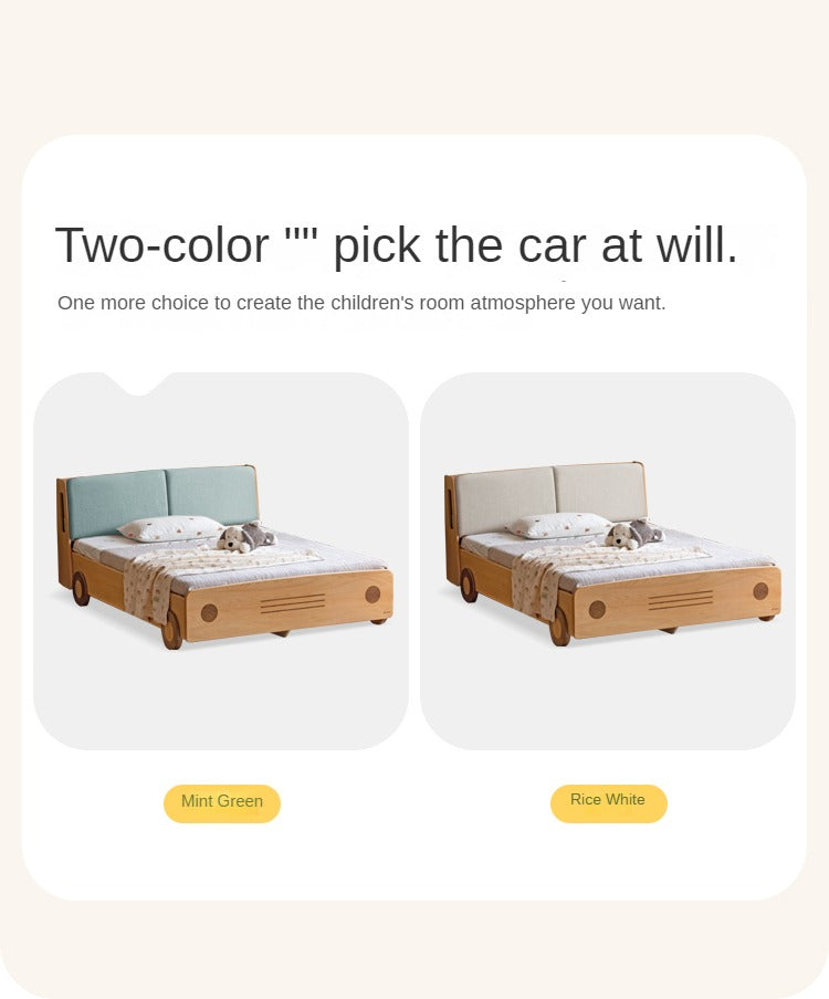 Beech Solid Wood Car Children's Box Bed<