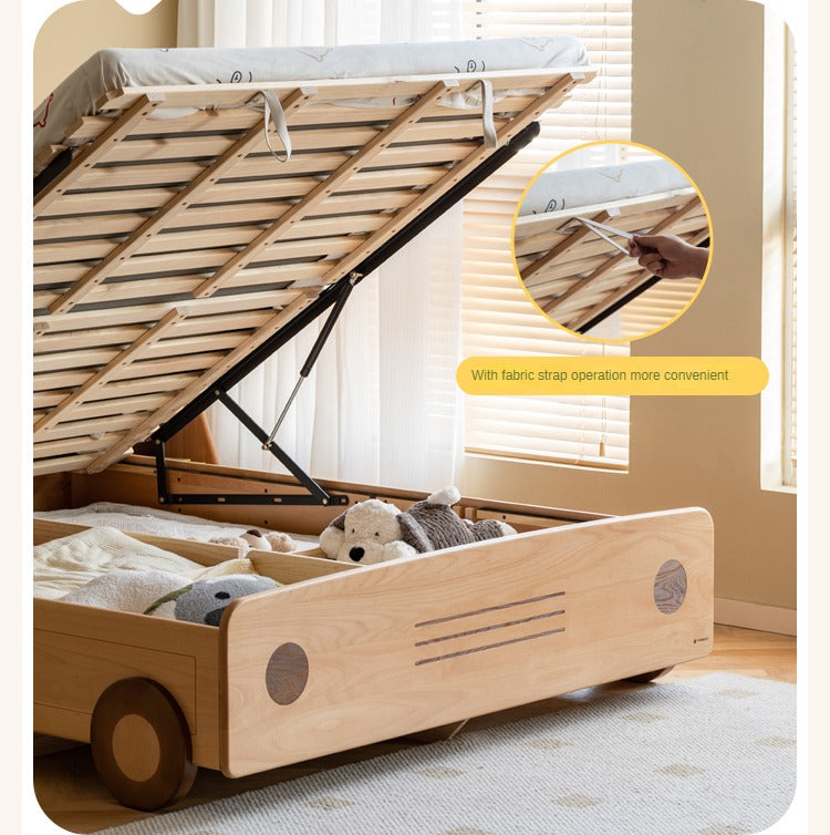 Beech Solid Wood Car Children's Box Bed<