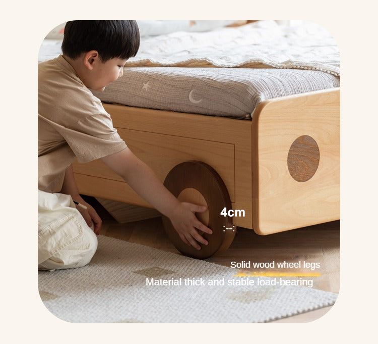 Beech Solid Wood Car Children's Box Bed<