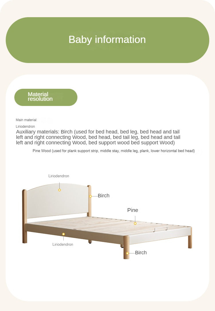 Poplar Solid Wood Children's Bed White<