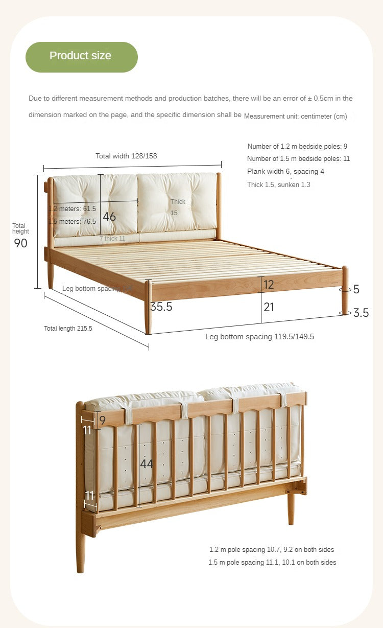 Beech Solid Wood Children's bed with organic leather<