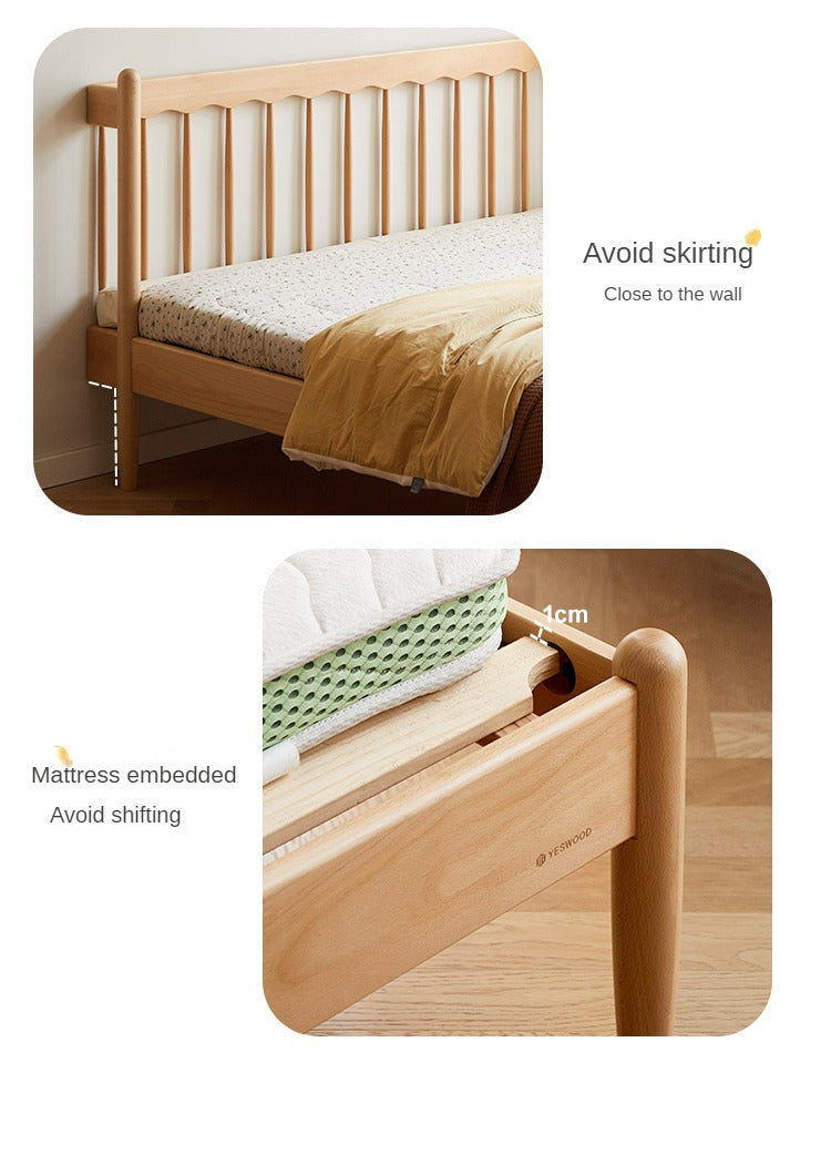 Beech Solid Wood Children's bed with organic leather<