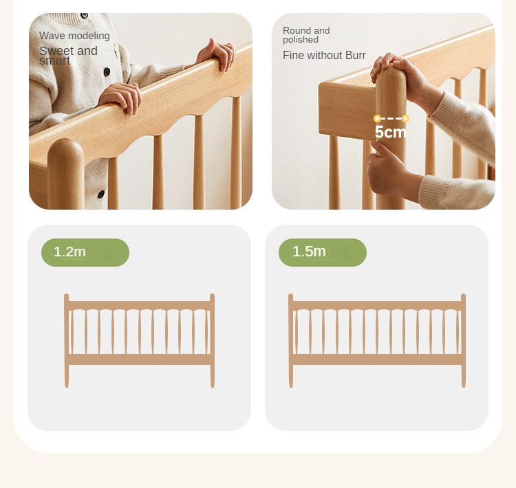 Beech Solid Wood Children's bed with organic leather<