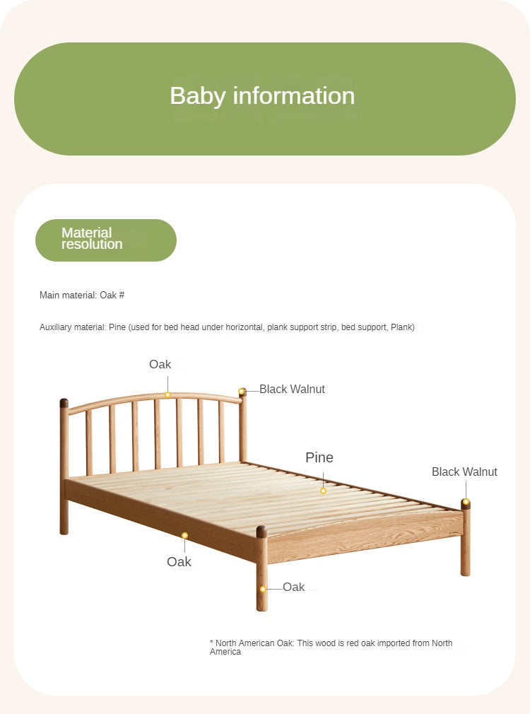 Oak solid wood Match stick vertical strip bed<