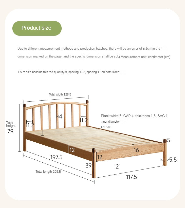 Oak solid wood Match stick vertical strip bed<