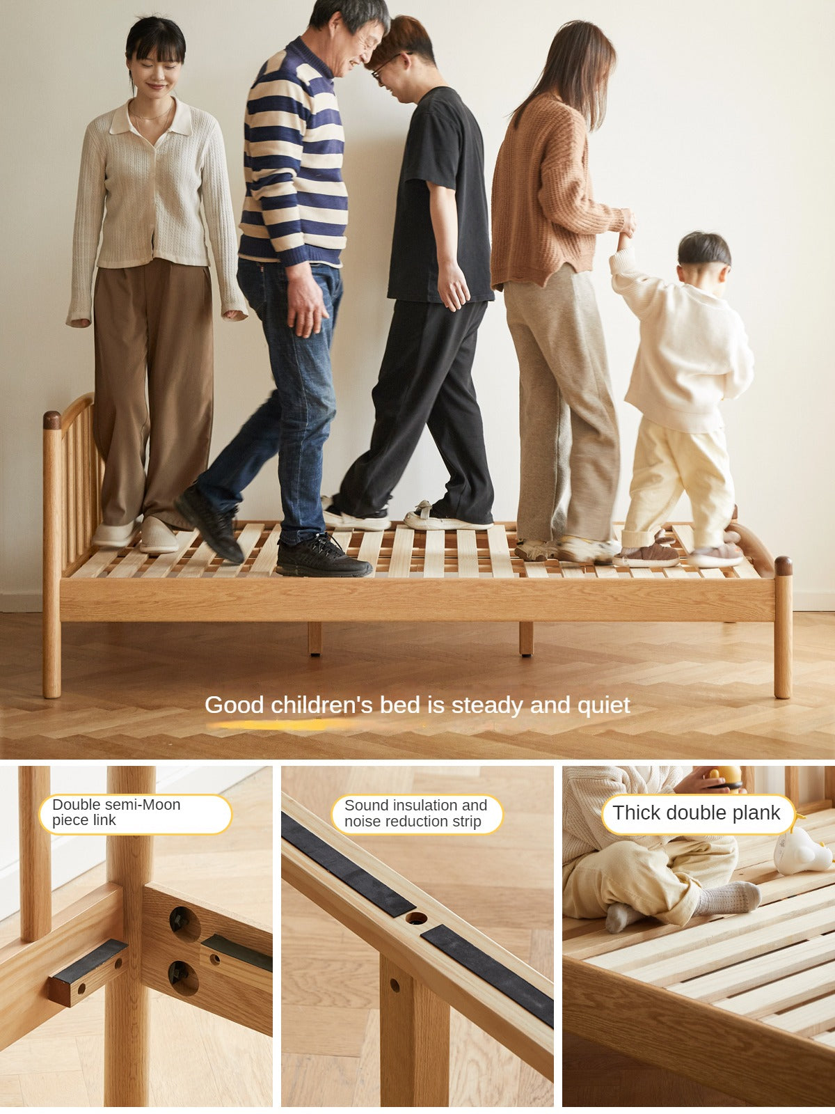 Oak solid wood Match stick vertical strip bed<