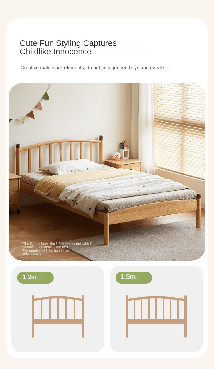 Oak solid wood Match stick vertical strip bed<