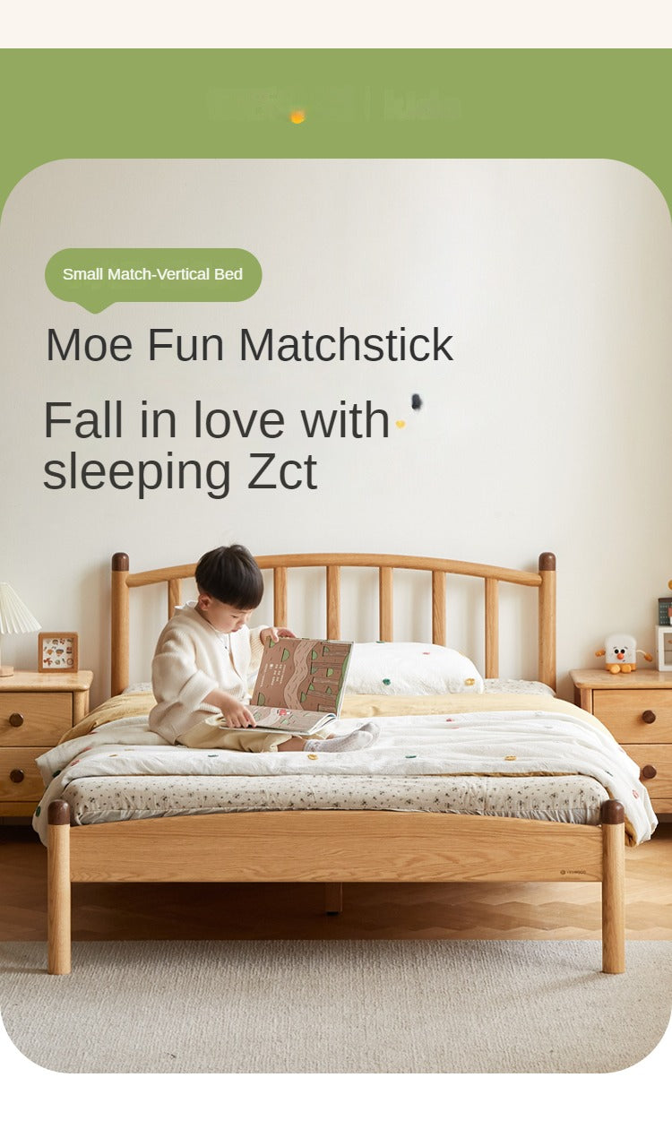 Oak solid wood Match stick vertical strip bed<