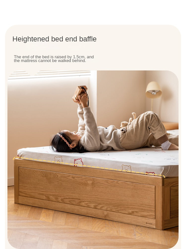 Oak solid wood Multifunctional storage bed with LED light<