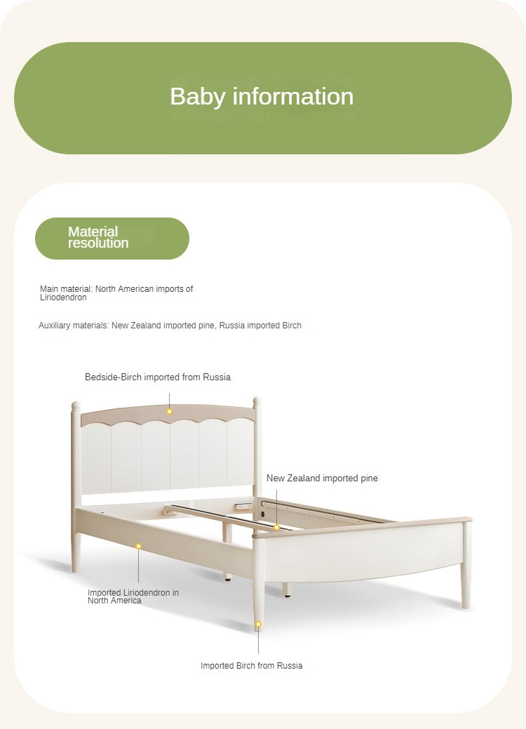 Poplar Solid Wood Children's Modern Bed<