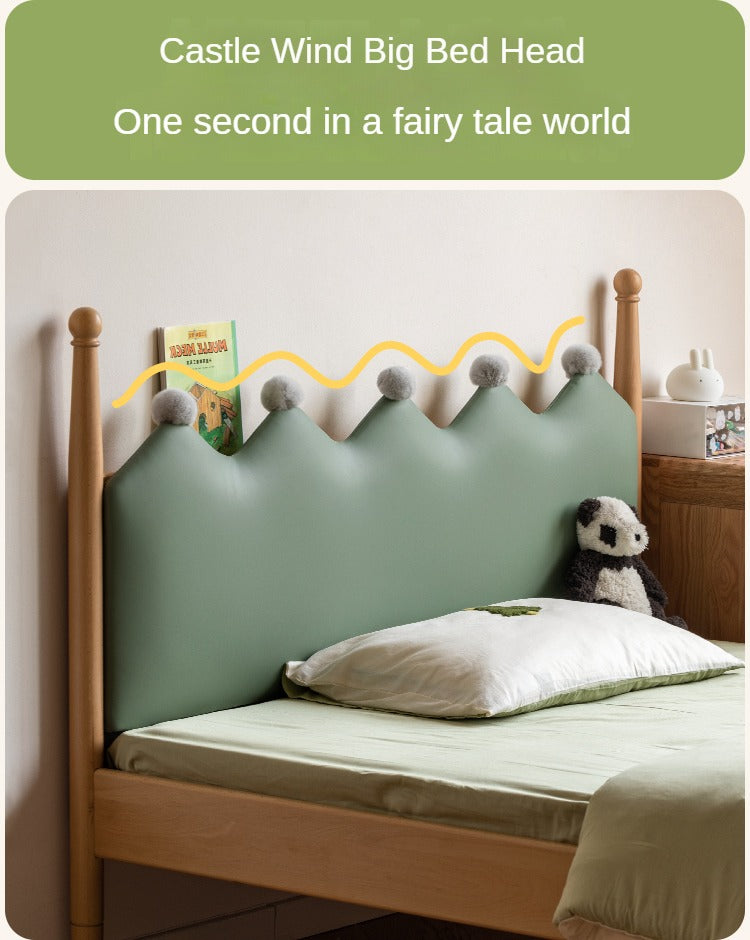 Beech Solid Wood with organic leather Modern Children's Girl Princess Bed<