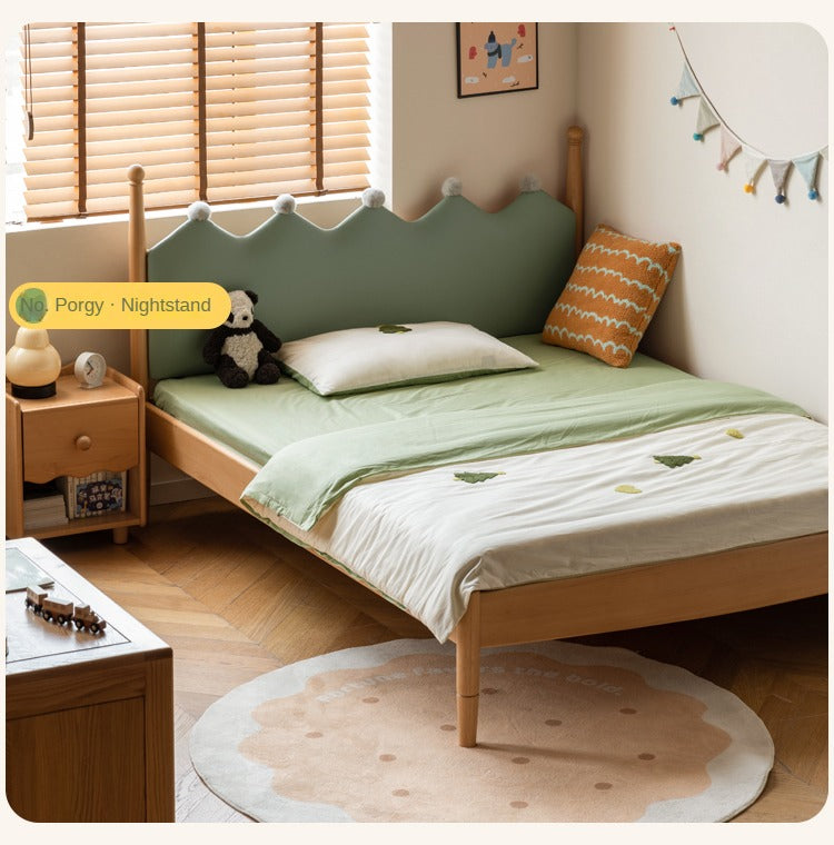 Beech Solid Wood with organic leather Modern Children's Girl Princess Bed<