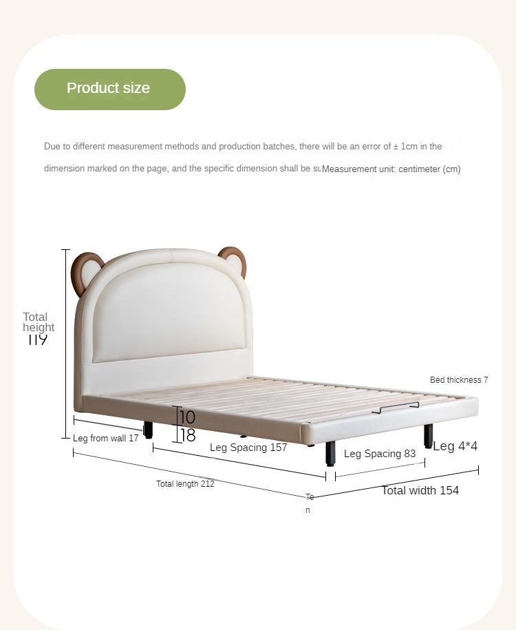 Organic Leather Children's Bed Bear with LED light<