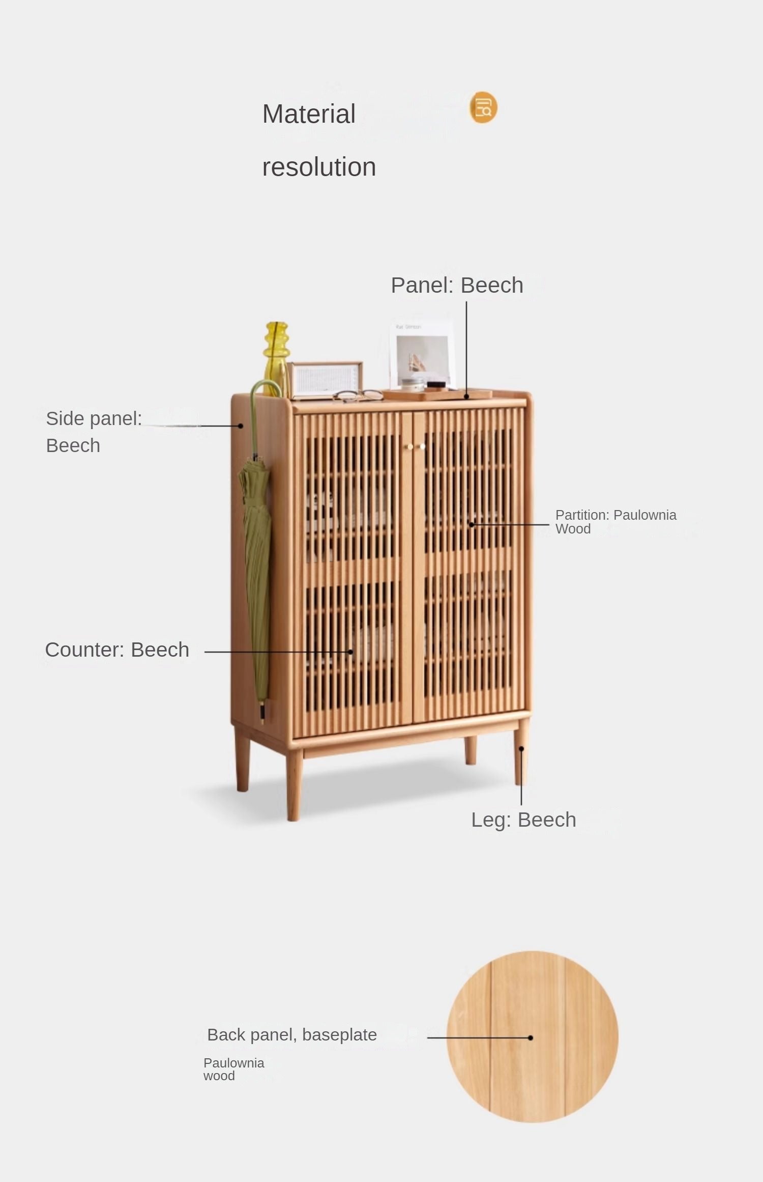 Beech solid wood modern shoe cabinet