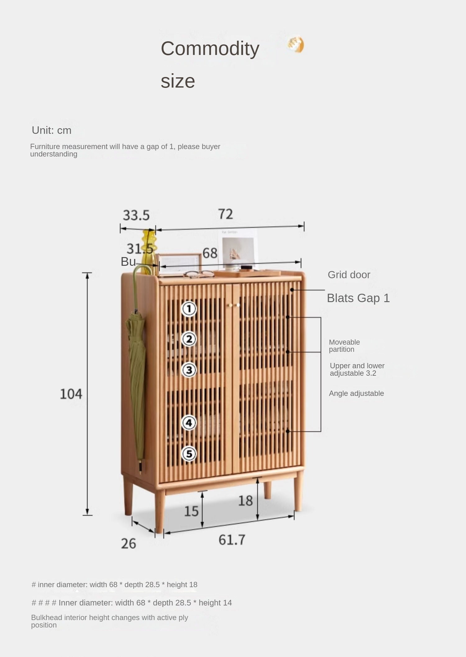 Beech solid wood modern shoe cabinet