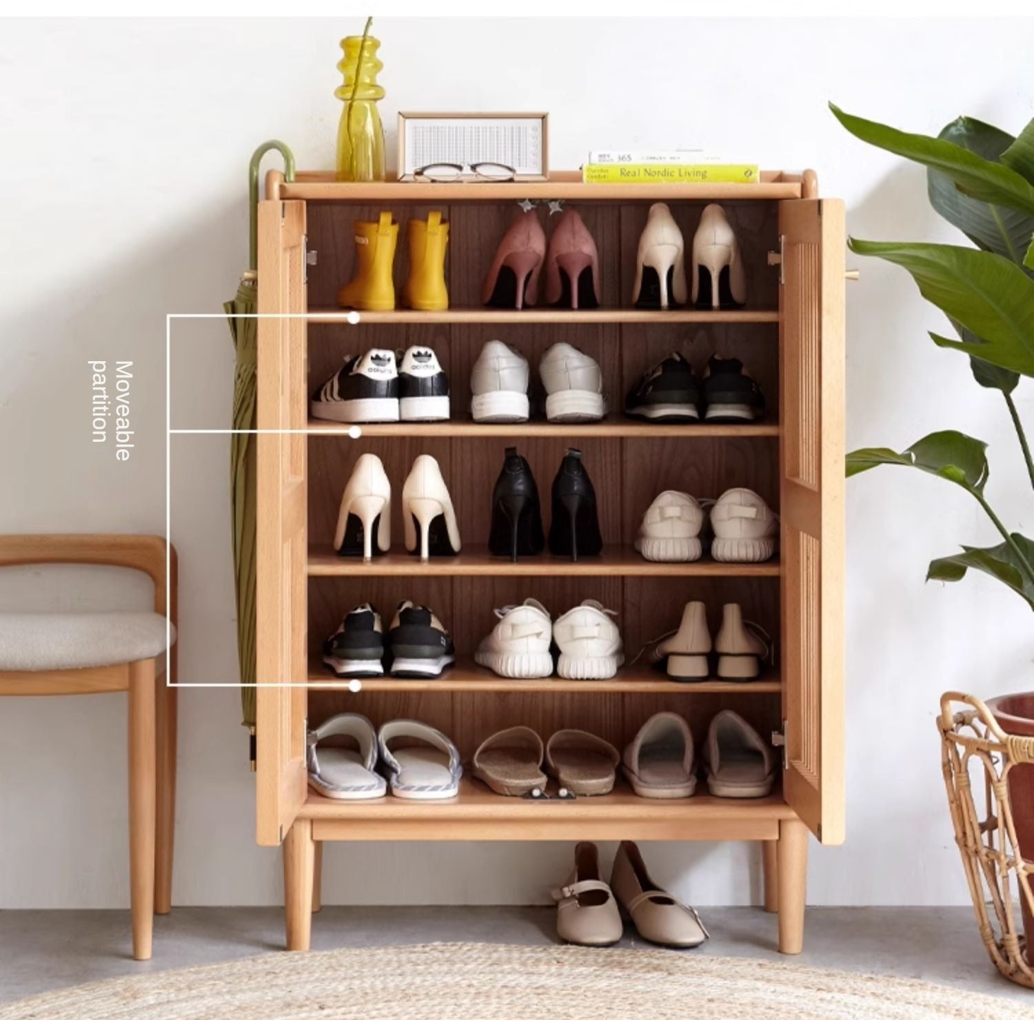 Beech Solid Wood Modern Shoe Cabinet