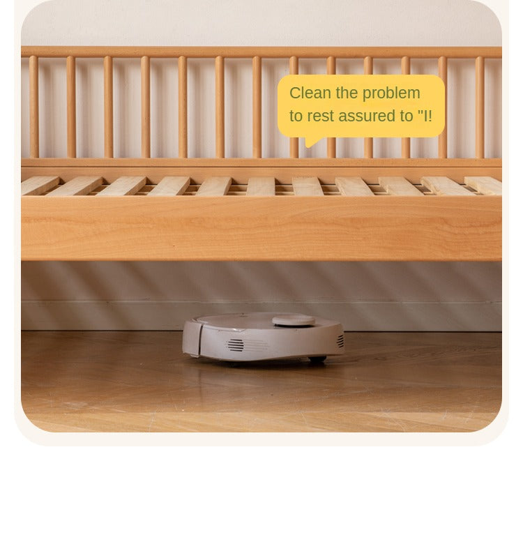 Beech solid wood children's bed with guardrail spliced bed<