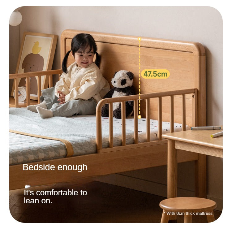 Beech solid wood children's bed with guardrail spliced bed<