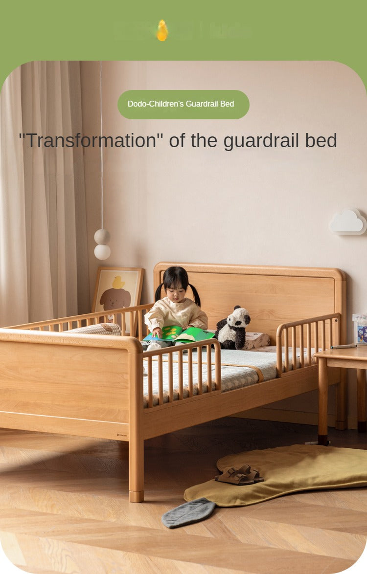 Beech solid wood children's bed with guardrail spliced bed<