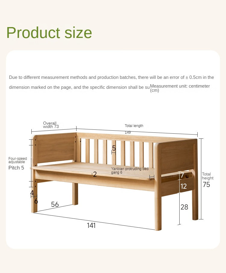 Poplar solid wood children's with guardrail spliced bed.